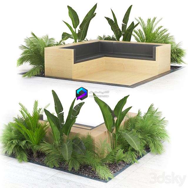 مدل سه‌بعدی باغچه گل و گیاهان زینتی