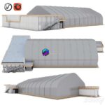 مدل سازه سریع‌النصب فریم-آونینگ با سقف شیروانی و ساختمان خدماتی اداری | Frame – awning hangar and AHB | Frame – awning hangar and AHB 0
