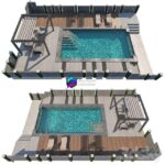 مدل سه‌بعدی آلاچیق و استخر مدرن | Gazebo and Swimming Pool 5 1