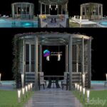 مدل سه‌بعدی آلاچیق و استخر مدرن | Gazebo and Swimming Pool 6