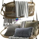 مدل سه‌بعدی نیمکت آویز حصیری مدرن | Hanging Rattan Bench Serena Lily 0