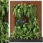 مدل سه‌بعدی دیوار سبز با گیاهان آپارتمانی | Indoor Wall Plants in rusty Concrete Pot – Set 22