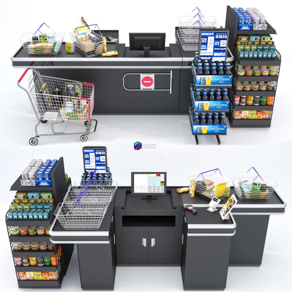 مدل سه بعدی کانتر صندوق فروش | JC Checkout Counter
