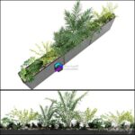 مدل سه‌بعدی گلدان بلند چوبی با گیاهان زینتی | JC Long Planter 1 0