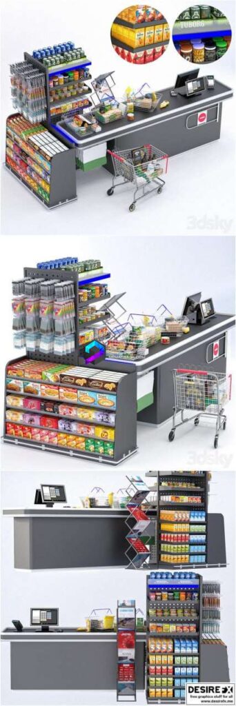 مدل سه بعدی کانتر صندوق فروش| Jc checkout counter 2