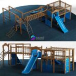 مدل زمین بازی کودکان به همراه کفپوش | Kids playground equipment with slide climbing | Kids playground equipment with slide climbing 01 1