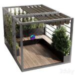 مدل سه‌بعدی مبلمان فضای باز با پرگولا و باغ بام | Landscape Furniture With Pergola And Roof Garden 09