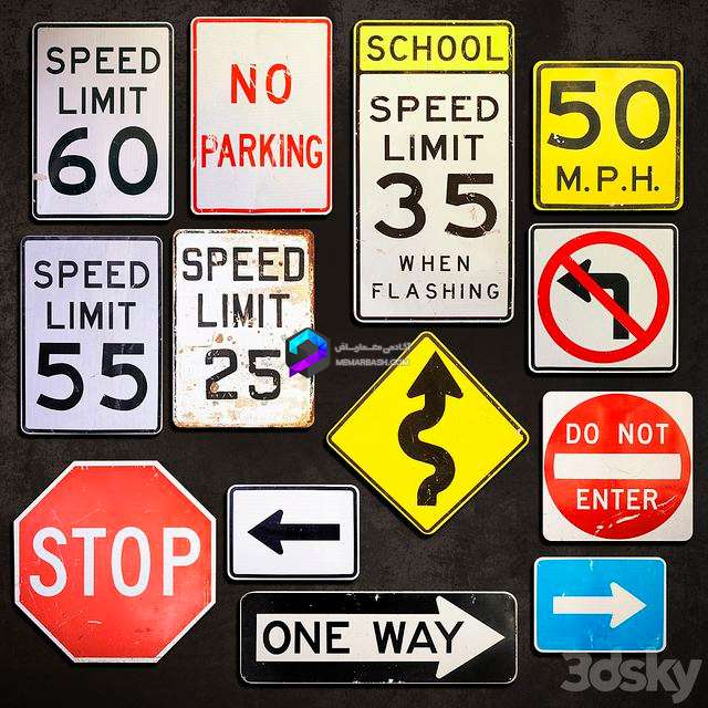 مدل علائم ترافیکی فلزی مخصوص جاده‌ ها | Metal Signs