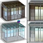 مدل سه‌بعدی تراس شیشه‌ای فلزی مدرن | Metal glazed veranda terrace