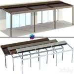 مدل سه‌بعدی آلاچیق فلزی با سایبان مدرن | Metal pergola gazebo canopy with awning