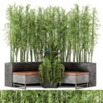 مدل سه‌بعدی باغچه خارجی با نشیمنگاه و گیاهان زینتی | Outdoor Garden Set Bush And Tree Garden Set 68 0