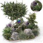 مدل سه‌بعدی مجموعه گیاهان و درختان باغ خارجی | Outdoor Garden set bush and Tree Garden Set 636 0