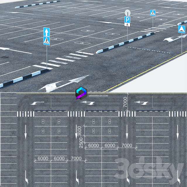 مدل محوطه پارکینگ شهری | Outdoor_Car_Park