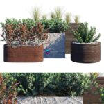 مدل سه‌بعدی گلدان‌های مدرن با گیاهان تزئینی | Outdoorsot set 12
