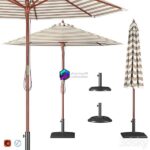 مدل سه‌بعدی سایبان با پایه‌های محکم | Parasol With Bases 2