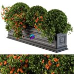 مدل سه‌بعدی جعبه گل کلاسیک با گیاهان تزئینی | Planter Box For Windows Classic 0