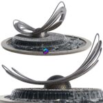 مدل سه‌بعدی آب‌نما با مجسمه فلزی مدرن | Pond with Metal Sculpture