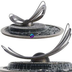Pond with Metal Sculpture