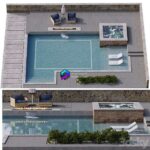 مدل سه‌بعدی استخر مدرن با محوطه‌سازی زیبا | Pool 16