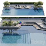 مدل سه‌بعدی استخر مدرن با طراحی منظره‌سازی | Pool 2