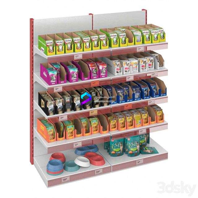 آبجکت قفسه فروش محصولات گربه | Products for animals (food for cats)