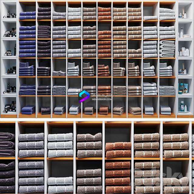 مدل شلف به همراه انواع حوله و لوازم آرایشی بهداشتی | Rack with Towels Cosmetics