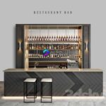میز پذیرش و بار به همراه چهارپایه و نوشیدنی| Restaurant Bar 4 | Restaurant Bar 4