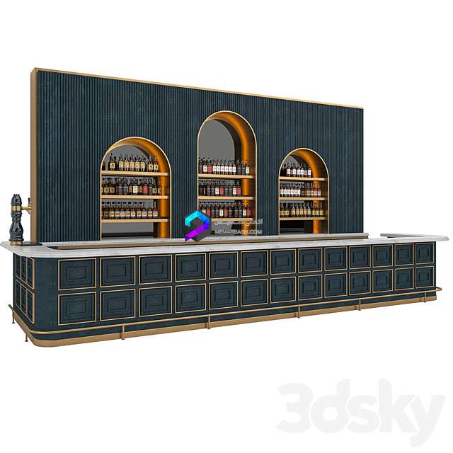 Restaurant _Bar _Set _06 _LOFT _Gold _& _Dark _Blue
