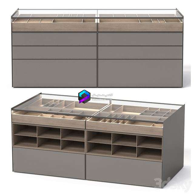 کابینت جزیره‌ای  مناسب برای زیورآلات و اکسسوری | Rimadesio Altair (Island cabinet for wardrobe)