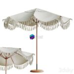مدل سه‌بعدی چتر سایبان گرد با پایه کنتیور | Round Cantilever Outdoor Patio Umbrella Pottery Barn 005