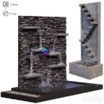 مدل سه‌بعدی آب‌نماهای دیواری سنگی | Sandstone wall fountains