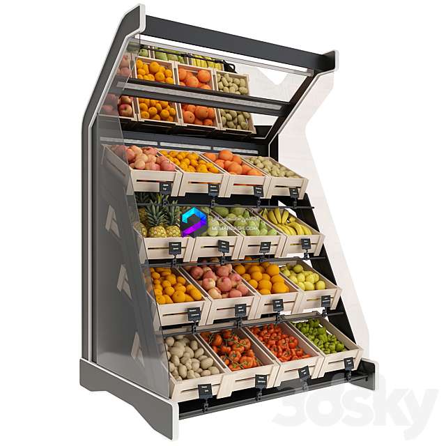 استند فروش انواع میوه به همراه لیبل قیمت |  Shelves with Products