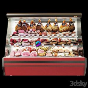 Shelves with meat