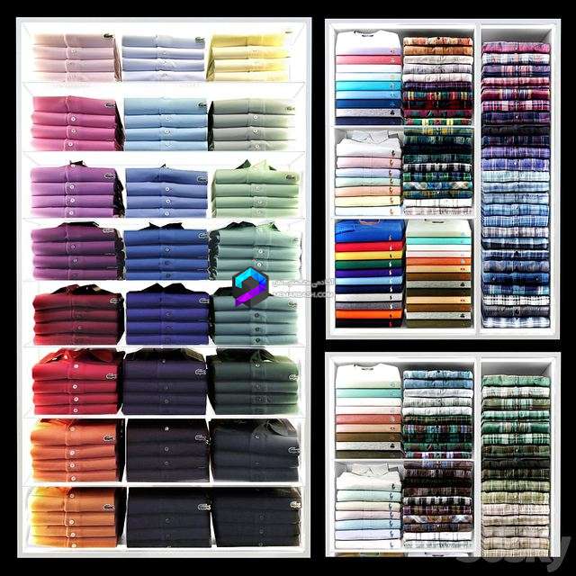 آبجکت قفسه نمایش پیراهن مردانه | Shelves with shirts
