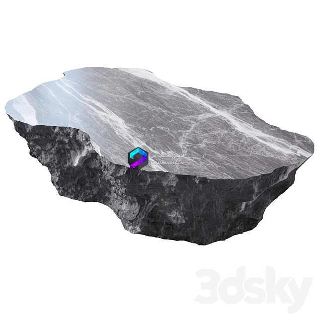 مدل سه‌بعدی میز سنگی مدرن
