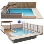 مدل سه‌بعدی استخر مدرن با محوطه‌سازی زیبا | Swimming Pool 004 for exterior