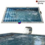 مدل سه‌بعدی استخر شنا مدرن با آب‌نما | Swimming pool 010