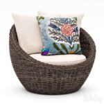 مدل سه‌بعدی صندلی پاپاسان با طراحی مدرن و بافت حصیری | TORREY ALL WEATHER WICKER PAPASAN CHAIR ESPRESSO 0
