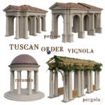 مدل سه‌بعدی ستون و پرگولا با طراحی توسکانی | Tuscan Order Vignola Column
