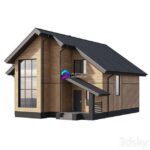 آبجکت خانه چوبی دو طبقه | Two Storey Wooden House With A Complex Pitched Roof | Two Storey Wooden House With A Complex Pitched Roof 0