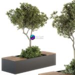 مدل سه‌بعدی نیمکت شهری با گیاهان و فلاورباکس | Urban Furniture Architecture Bench with Plants Set 23 0