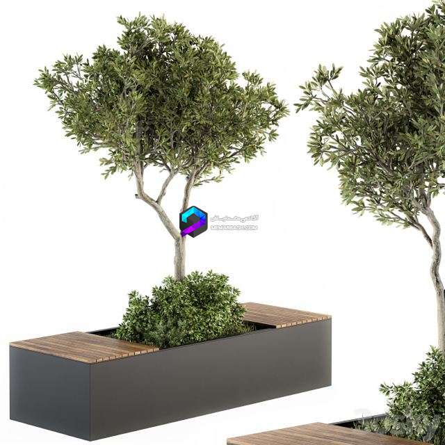 Urban Furniture Architecture Bench with Plants- Set 23 0