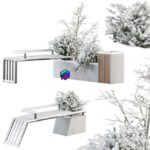 مدل سه‌بعدی نیمکت برفی با گیاهان شهری | Urban Furniture snowy Bench with Plants Set 33 0