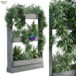 مدل سه‌بعدی دیوار سبز عمودی با گیاهان متنوع | Vertical Plant Set 191