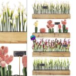 مدل سه‌بعدی باغ عمودی با جعبه‌های چوبی و کاکتوس | Vertical gardening in wooden wall boxes pots with cactus Set 44