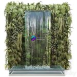 مدل سه‌بعدی دیوار سبز با آبشار شفاف | Wall plants with waterfall