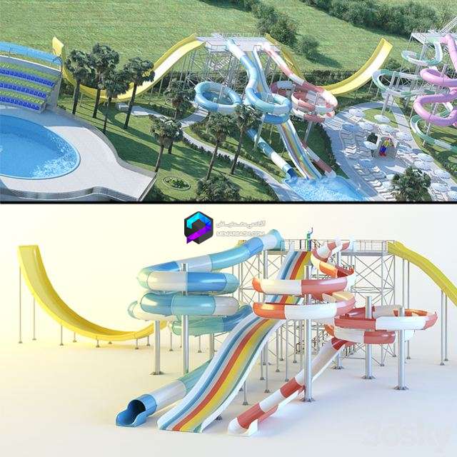 مدل استخر و سرسره آبی | Water Slides