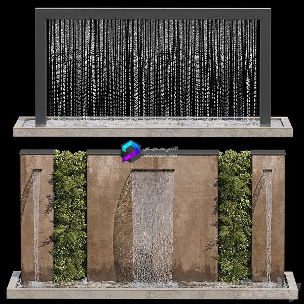 مدل سه‌بعدی آب‌نماهای آبشار مدرن