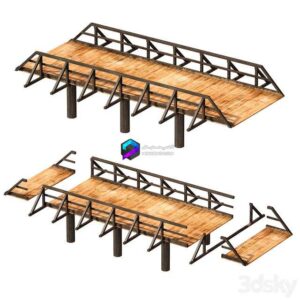 Wooden bridge over the river. Constructor 0