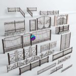 مدل سه‌بعدی نرده‌های آهنی و درب ورودی تزئینی کلاسیک | Wrought iron fences